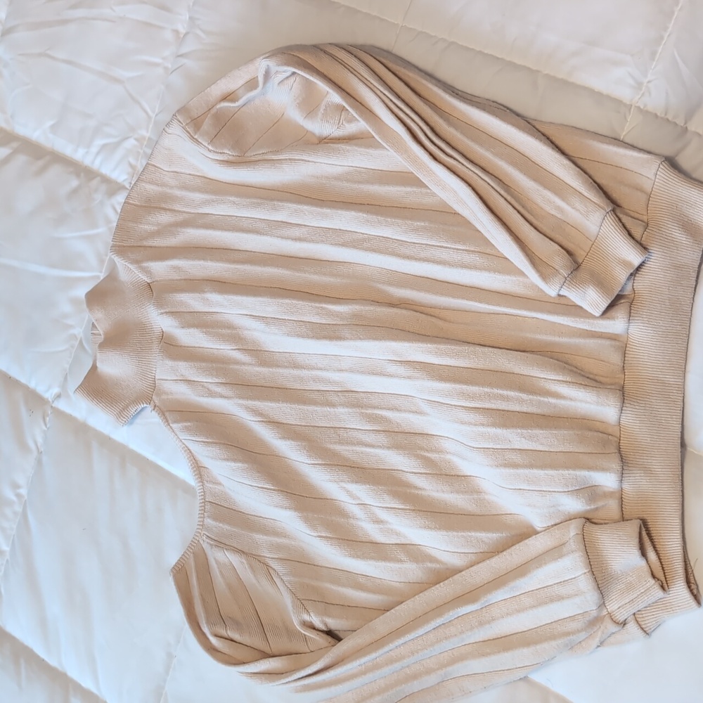 Zara Cream Ribbed Sweater